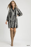 UM DRESS PUFF SLV PRINTED