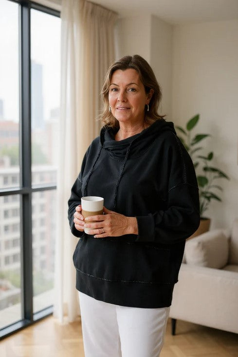 CATHERINE LILYWHITE COWL NECK SWEATSHIRT