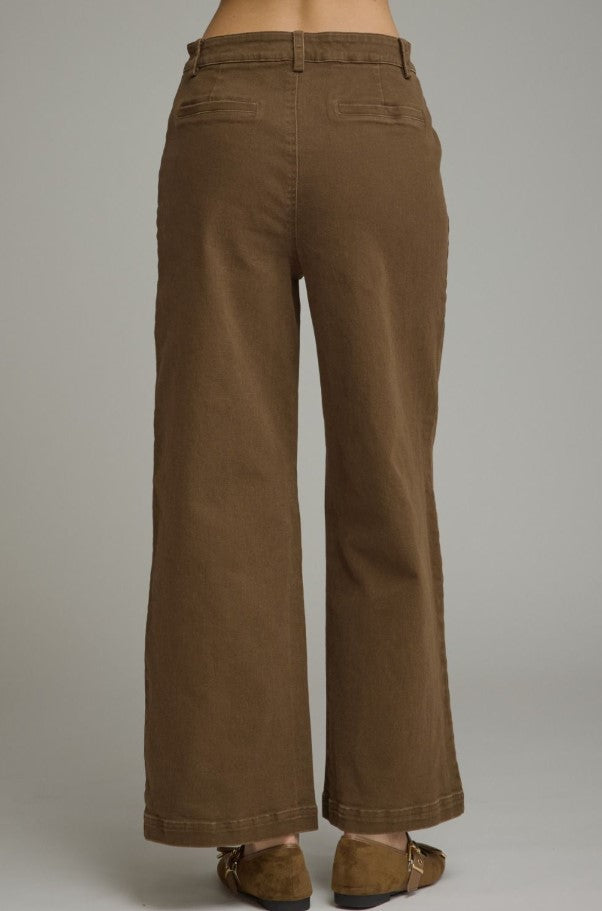 WIDE LEG FRONT PATCH POCKET PANTS