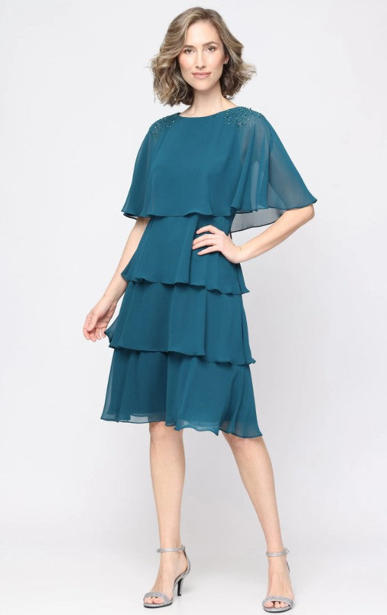 SLNY DRESS SHORT CHIFFON TIERED