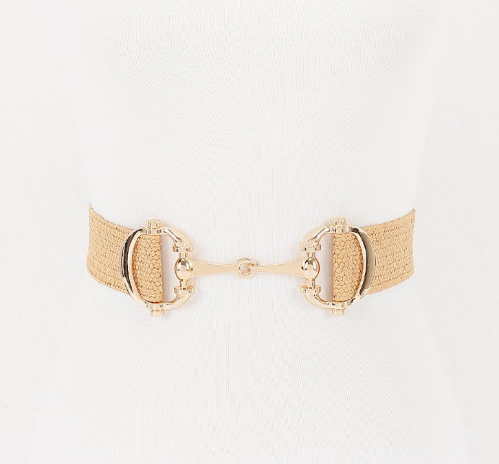3AM BELT FAUX STRAW METAL BUCKLE ELASTIC