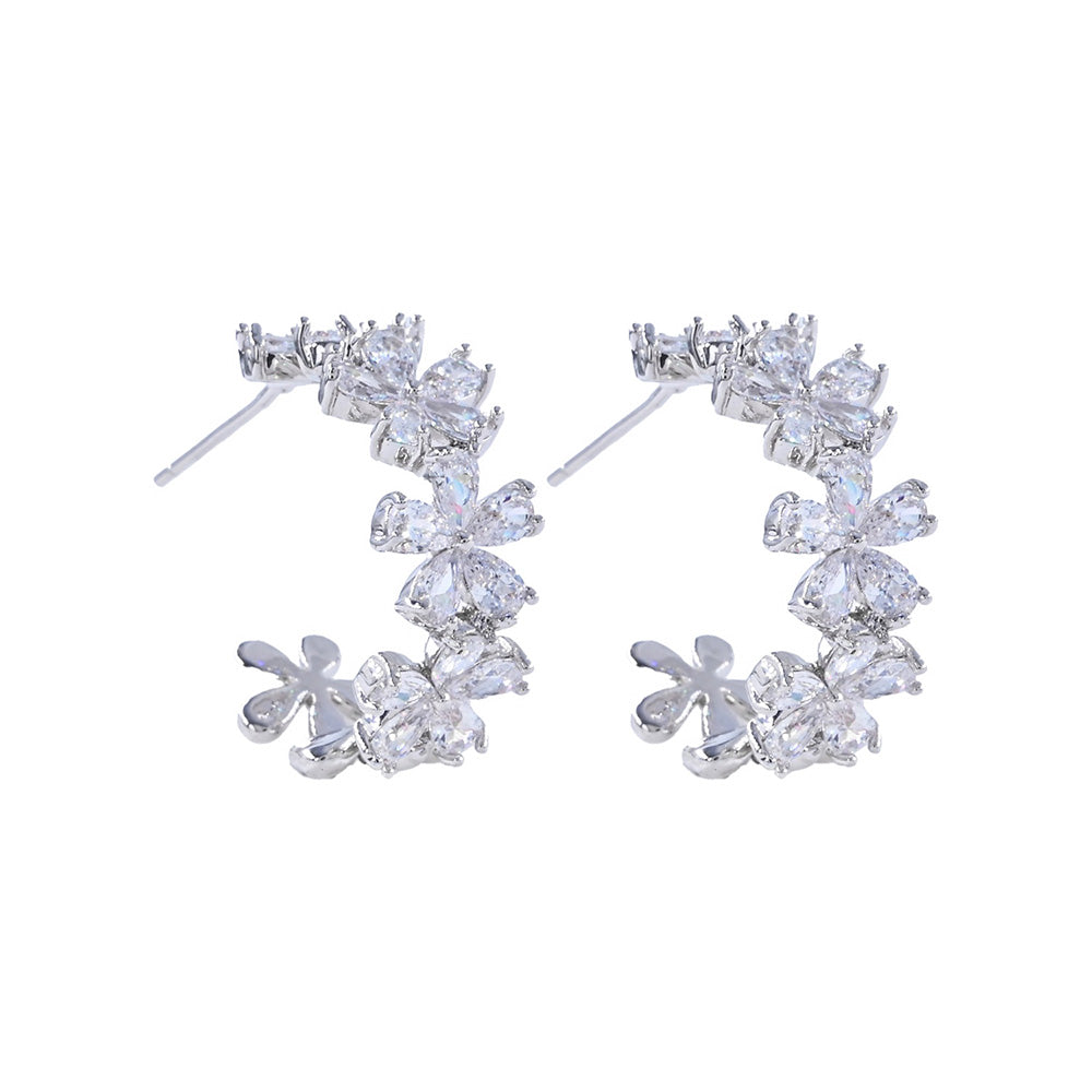 WONA EARRING FLWR CZ HOOP
