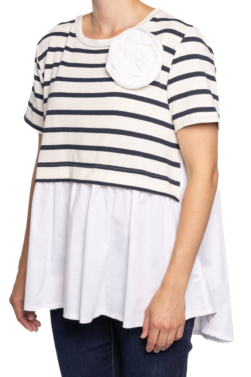 ETERNELLE STRIPE FLOWER TOP