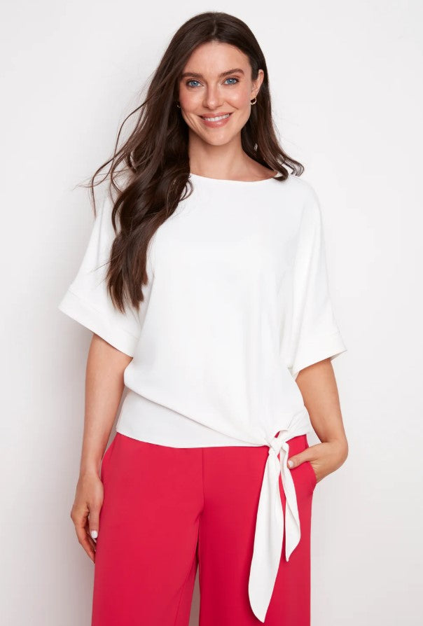 UP TOP BOAT NECK TIE DETAIL