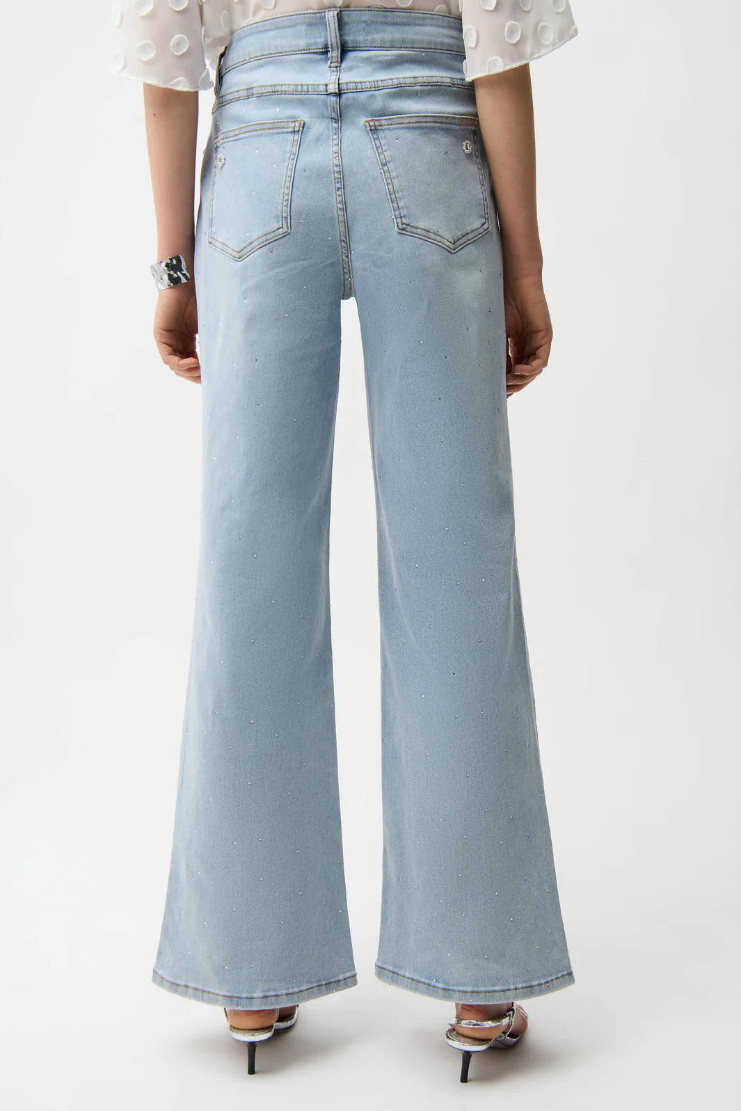 JOSEPH RIBKOFF WIDE LEG JEANS WITH PEARLS