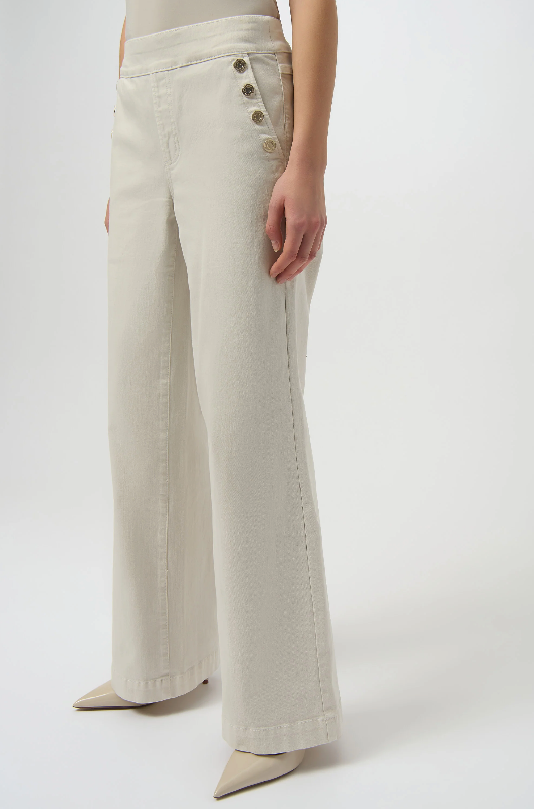 RIBKO WIDE LEG BTTN PANTS