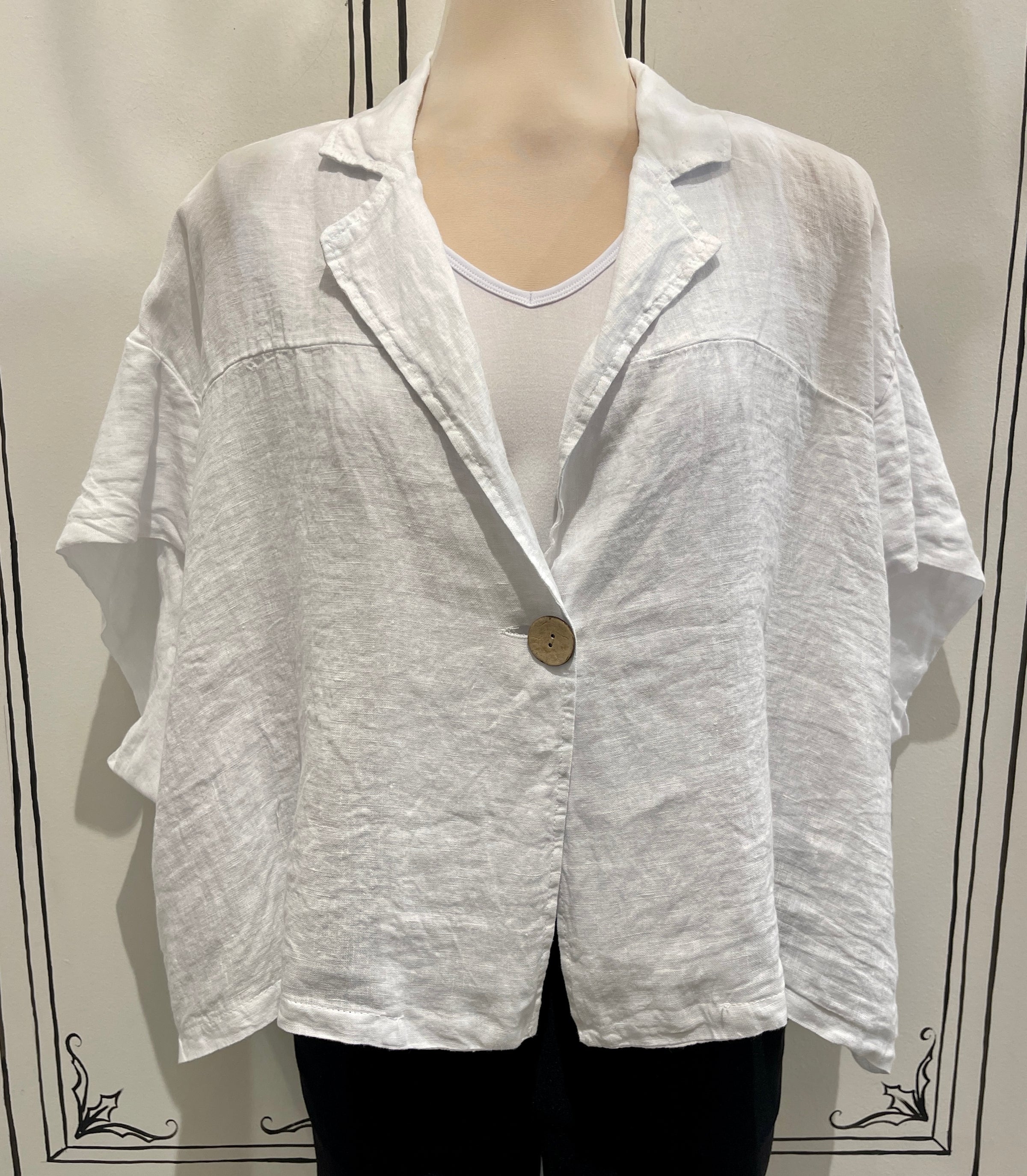 SHORT LINEN ONE BUTTON TOP