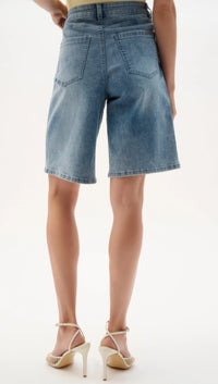 JOSEPH RIBKOFF DENIM STRAIGHT JEAN SHORTS