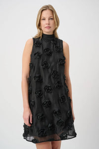 RIBKOFF DRESS TEXTURED FLORAL TRAPEZE
