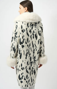 JOSEPH RIBKOFF FAUX FUR FEATHER YARN COAT