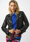 JOSEPH RIBKOFF FOILED FAUX SUEDE FITTED JACKET