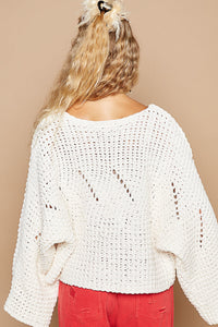 POL TOP KNIT SEMI CRP WIDE SLV