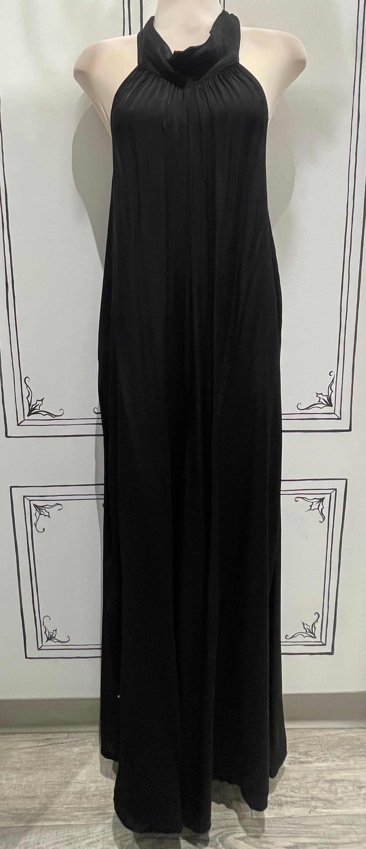 TIE NECK SATIN JUMPSUIT