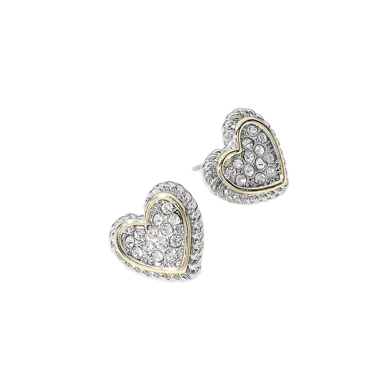 14K PLATED ROPE EDGE HEART STUDS