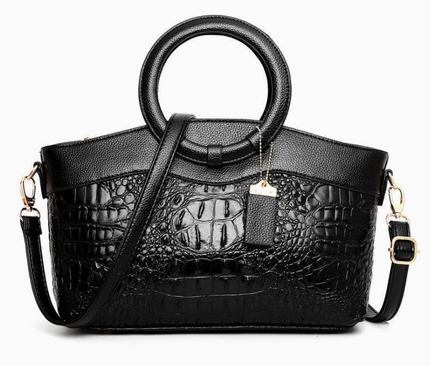 CROCODILE PATTERN TOP HANDLE TOTE BAG