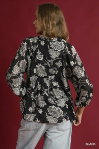 UM BLOUSE 2TONE FLORAL