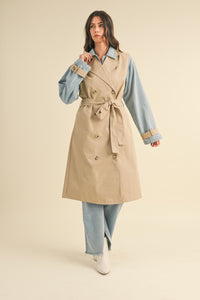 LAYERED TRENCH DENIM COAT