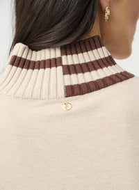 RIBKOFF SWEATER STRIPED MOCK NECK