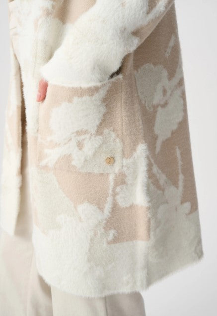 JOSEPH RIBKOFF ABSTRACT JACQUARD KNIT CARDIGAN