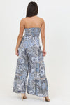 SMOCKED WIDE LEG W/ LACE JUMPSUIT