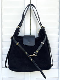 ITALIAN SUEDE SLOUCH W/ STRAP BAG