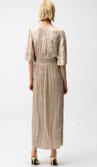 JOSEPH RIBKOFF PLEATED MIDI DRESS FLUTTER SLEEVE