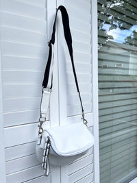 ITALIAN LEATHER ZIP WITH GROMMETS CROSSBODY