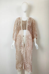 LETO KIMONO CONTRAST MESH