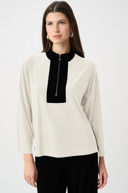 JOSEPH RIBKOFF SILKY KNIT COLOR BLOCK TOP