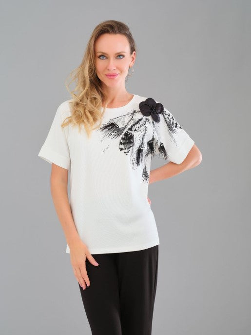 TRICOTTO FLWR/FEATHER TSHIRT