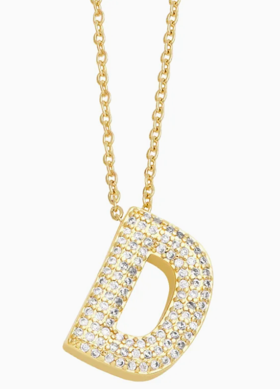 RHINESTONE LETTER INITIAL NECKLACE