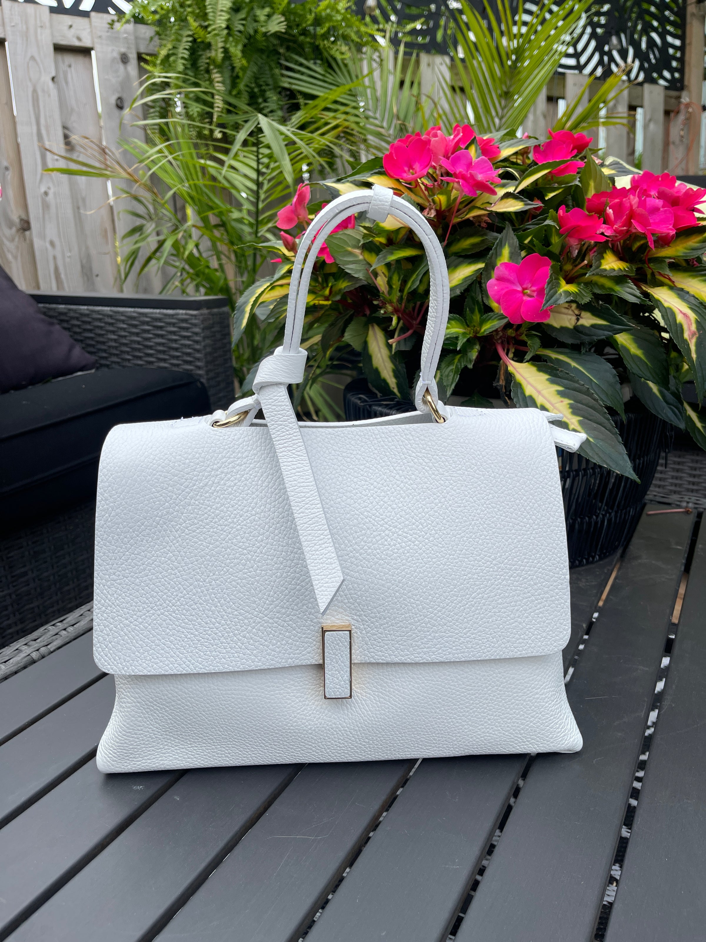 ITALIAN LEATHER OVERLAY BAG