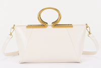 VEGAN LEATHER METAL HANDLE BAG