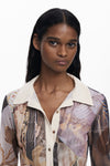 DESIGUAL MESH BTN BLOUSE