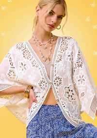 LA MIEL CARDIGAN BOHO FLORAL DOLMAN CURVED HEM