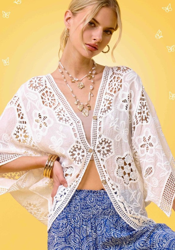 LA MIEL CARDIGAN BOHO FLORAL DOLMAN CURVED HEM