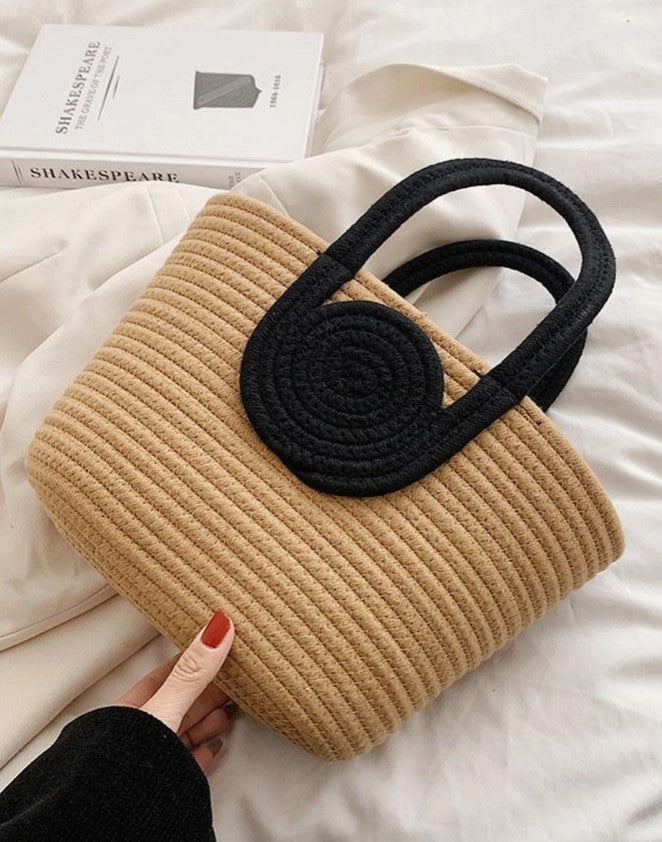 WOVEN COLOUR BLOCK TOTE