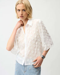 JOSEPH RIBKOFF SHORT SLEEVE DOT BLOUSE