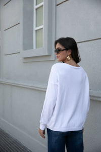 ORANGE KNIT PULLOVER HRT W FOIL