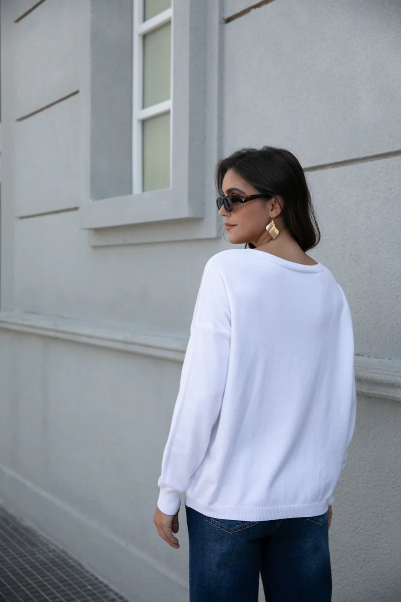 ORANGE KNIT PULLOVER HRT W FOIL
