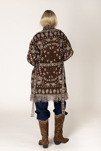 LYLA SWEATER FRINGE TRIM CARDIGAN WITH BELT