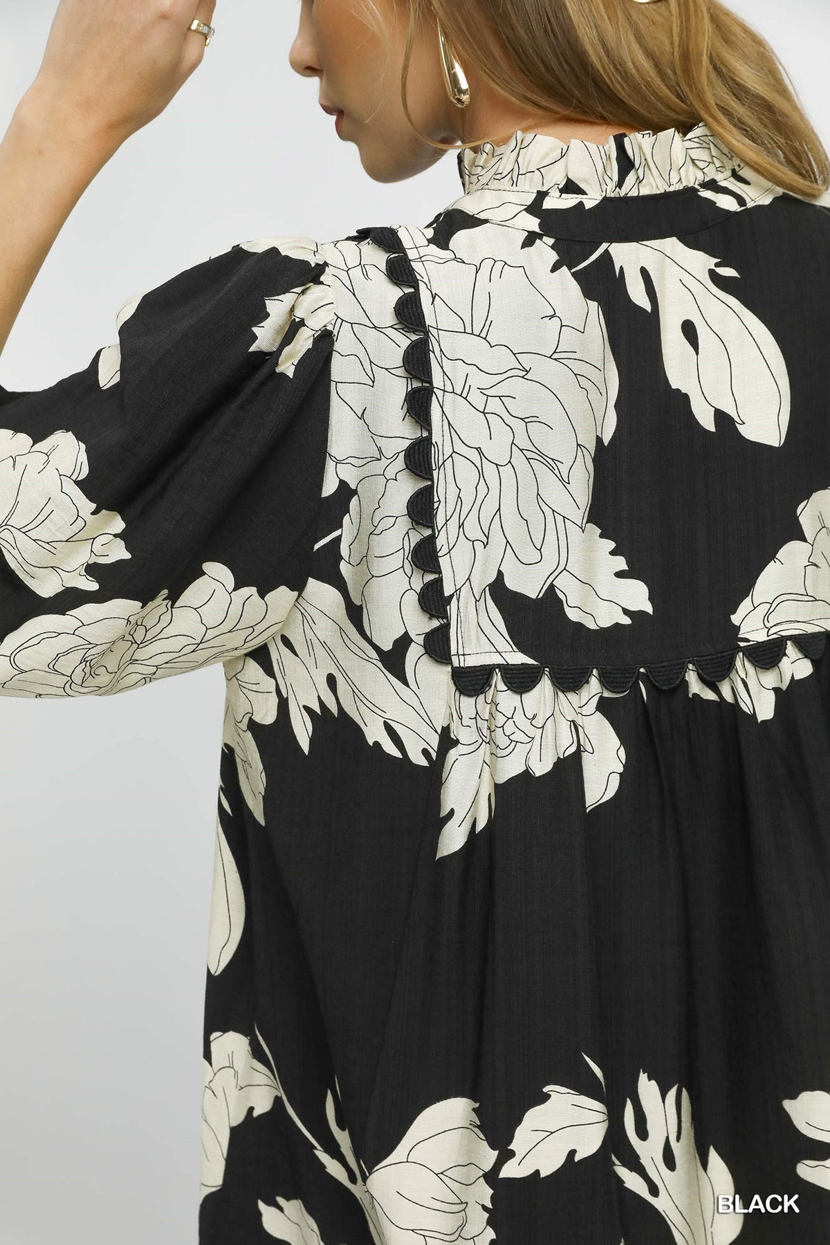 UM DRESS LG FLORAL 3/4 SLV