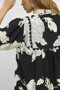UM DRESS LG FLORAL 3/4 SLV