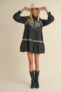 EMBROIDERED BUTTON DOWN DRESS