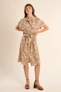 MOLLY DRESS SHORT BELTED BUTTON UP COLLAR