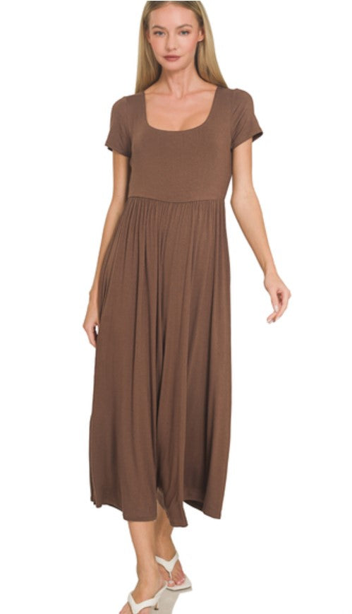 DOUBLE LAYER SHORT SLEEVE JUMPSUIT