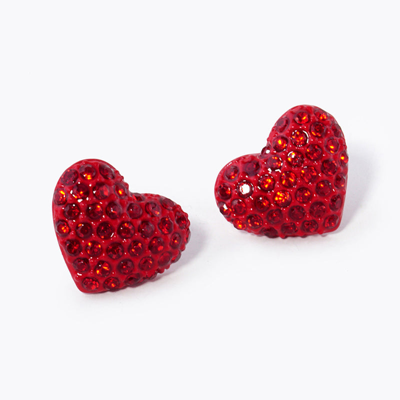 PAVE HEART RED STUDS