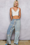 POL PANTS DENIM MIX WIDE