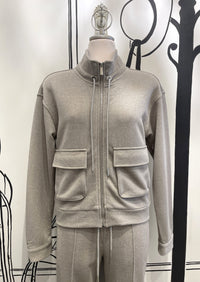 ZIP UP DOUBLE POCKET SPARKLE JACKET