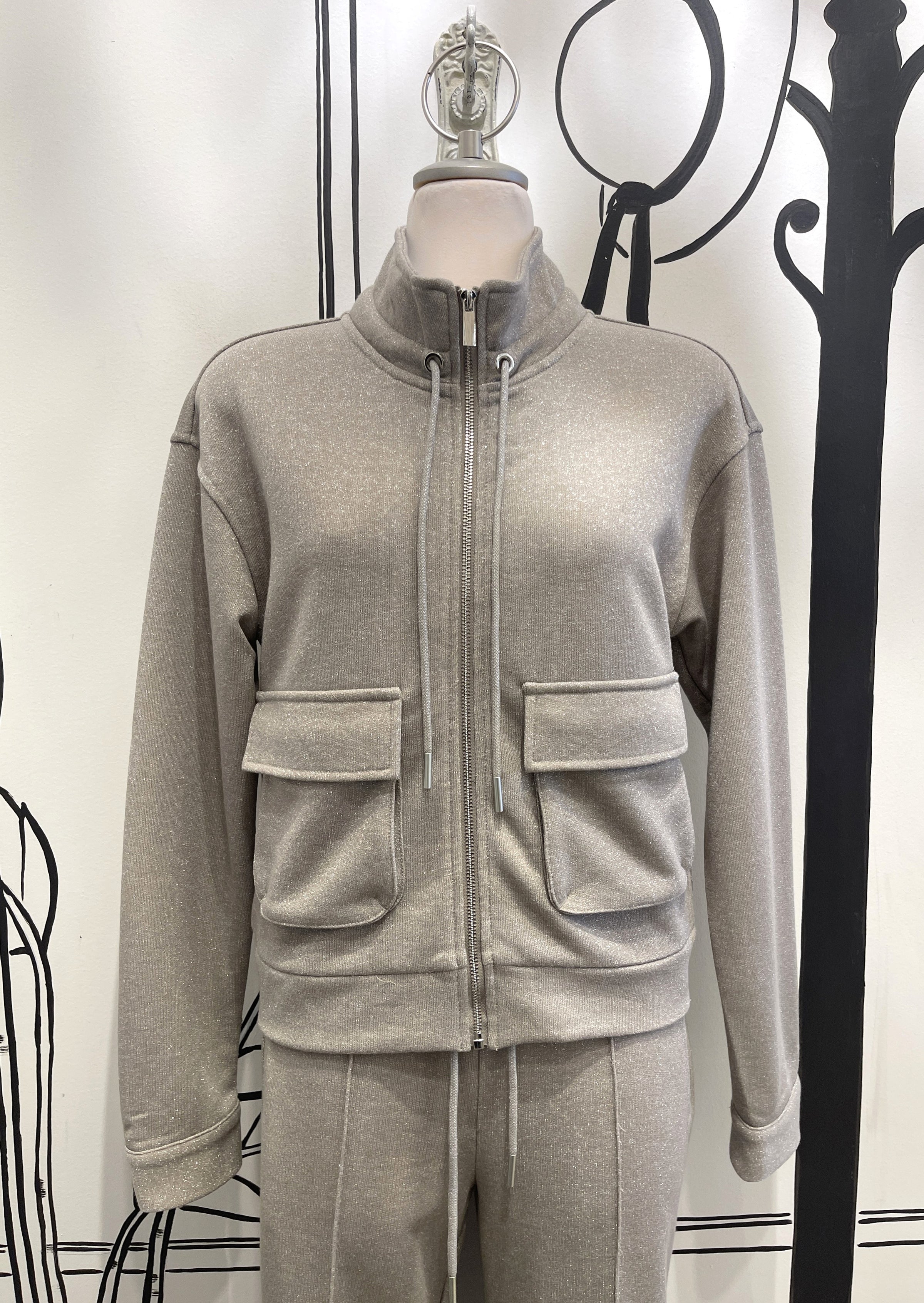 ZIP UP DOUBLE POCKET SPARKLE JACKET